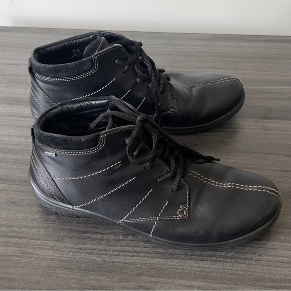 Ecco Womens Black Leather Lace Up Bootie Shoes Womens Size 39 Gore-Tex Comfort - Picture 5 of 13
